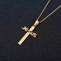 Retro Cross Letter 304 Stainless Steel Plating Unisex Pendant Necklace sku image 1