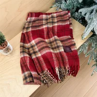 Women's Sweet Plaid Polyester Tassel Scarf sku image 2