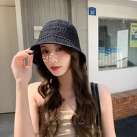 Women's Simple Style Solid Color Hollow Out Eaveless Bucket Hat main image 4