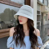Women's Simple Style Solid Color Hollow Out Eaveless Bucket Hat sku image 4