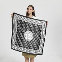 Women's Elegant Letter Plaid Polka Dots Satin Printing Silk Scarf sku image 1