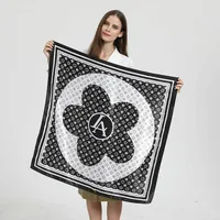 Women's Elegant Letter Plaid Polka Dots Satin Printing Silk Scarf sku image 6