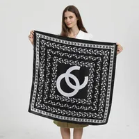 Women's Elegant Letter Plaid Polka Dots Satin Printing Silk Scarf sku image 7
