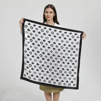 Women's Elegant Letter Plaid Polka Dots Satin Printing Silk Scarf sku image 10
