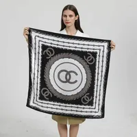 Women's Elegant Letter Plaid Polka Dots Satin Printing Silk Scarf sku image 11