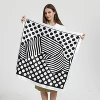 Women's Elegant Letter Plaid Polka Dots Satin Printing Silk Scarf sku image 13