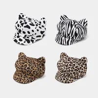 Unisex Retro Cow Pattern Zebra Leopard Curved Eaves Beret Hat main image 1