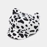 Unisex Retro Cow Pattern Zebra Leopard Curved Eaves Beret Hat main image 2