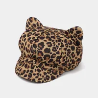 Unisex Retro Cow Pattern Zebra Leopard Curved Eaves Beret Hat main image 3