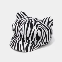 Unisex Retro Cow Pattern Zebra Leopard Curved Eaves Beret Hat sku image 2