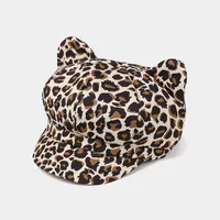 Unisex Retro Cow Pattern Zebra Leopard Curved Eaves Beret Hat sku image 3