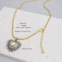 Retro Classic Style Cross Star Heart Shape Copper Inlay Zircon 18K Gold Plated Women's Pendant Necklace main image 2