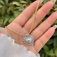 Retro Classic Style Cross Star Heart Shape Copper Inlay Zircon 18K Gold Plated Women's Pendant Necklace main image 5