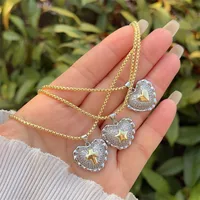 Retro Classic Style Cross Star Heart Shape Copper Inlay Zircon 18K Gold Plated Women's Pendant Necklace main image 1