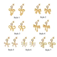 1 Pair Elegant Simple Style Classic Style Bow Knot 201 Stainless Steel 304 Stainless Steel Copper Zircon Drop Earrings main image 3
