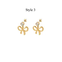1 Pair Elegant Simple Style Classic Style Bow Knot 201 Stainless Steel 304 Stainless Steel Copper Zircon Drop Earrings main image 5