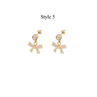 1 Pair Elegant Simple Style Classic Style Bow Knot 201 Stainless Steel 304 Stainless Steel Copper Zircon Drop Earrings main image 4