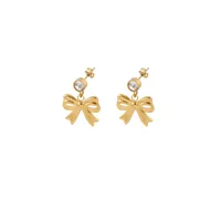 1 Pair Elegant Simple Style Classic Style Bow Knot 201 Stainless Steel 304 Stainless Steel Copper Zircon Drop Earrings sku image 2