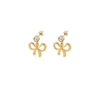 1 Pair Elegant Simple Style Classic Style Bow Knot 201 Stainless Steel 304 Stainless Steel Copper Zircon Drop Earrings sku image 3