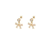 1 Pair Elegant Simple Style Classic Style Bow Knot 201 Stainless Steel 304 Stainless Steel Copper Zircon Drop Earrings sku image 6