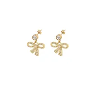 1 Pair Elegant Simple Style Classic Style Bow Knot 201 Stainless Steel 304 Stainless Steel Copper Zircon Drop Earrings sku image 7