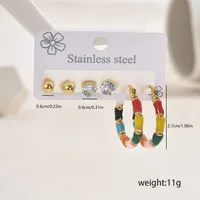1 Set Vintage Style Sweet Artistic Geometric 201 Stainless Steel Earrings Ear Studs sku image 1
