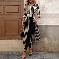 Women's Blouse Long Sleeve Blouses Vacation Simple Style Stripe main image 1