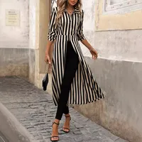 Women's Blouse Long Sleeve Blouses Vacation Simple Style Stripe main image 2