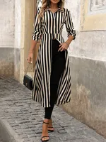 Women's Blouse Long Sleeve Blouses Vacation Simple Style Stripe sku image 3