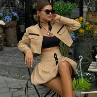 Daily Women's Casual Solid Color Polyester Skirt Sets Shorts Sets main image 4