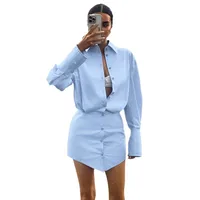 Women's Shirt Dress Elegant Turndown Button Long Sleeve Solid Color Above Knee Holiday Daily main image 3