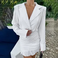 Women's Sheath Dress Casual Elegant Turndown Long Sleeve Solid Color Above Knee Daily main image video