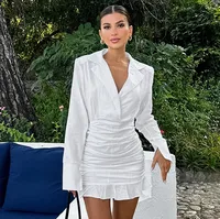 Women's Sheath Dress Casual Elegant Turndown Long Sleeve Solid Color Above Knee Daily main image 3