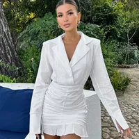Women's Sheath Dress Casual Elegant Turndown Long Sleeve Solid Color Above Knee Daily main image 4