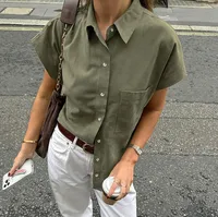 Women's Blouse Sleeveless Blouses Pocket Casual Solid Color main image 1