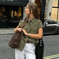 Women's Blouse Sleeveless Blouses Pocket Casual Solid Color main image 2