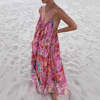 Women's Strap Dress Casual Elegant Vacation Strap Sleeveless Flower Maxi Long Dress Holiday main image 1