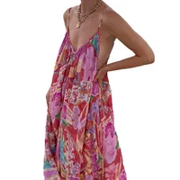 Women's Strap Dress Casual Elegant Vacation Strap Sleeveless Flower Maxi Long Dress Holiday main image 3