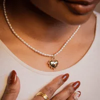 Vintage Style Heart Shape 304 Stainless Steel Imitation Pearl Copper Zircon Gold Plated Unisex Pendant Necklace main image 2