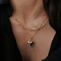 Vintage Style Heart Shape 304 Stainless Steel Imitation Pearl Copper Zircon Gold Plated Unisex Pendant Necklace main image 4