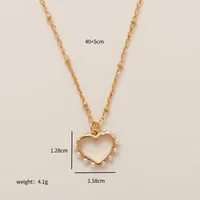 Vintage Style Heart Shape 304 Stainless Steel Imitation Pearl Copper Zircon Gold Plated Unisex Pendant Necklace sku image 1