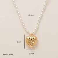 Vintage Style Heart Shape 304 Stainless Steel Imitation Pearl Copper Zircon Gold Plated Unisex Pendant Necklace sku image 3