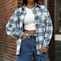 Women's Blouse Long Sleeve Blouses Casual Plaid sku image 2