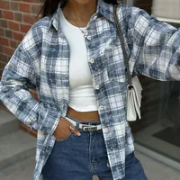 Women's Blouse Long Sleeve Blouses Casual Plaid main image 2