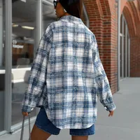 Women's Blouse Long Sleeve Blouses Casual Plaid main image 4