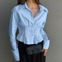 Women's Blouse Long Sleeve Blouses Casual Solid Color sku image 2