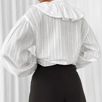 Women's Blouse Long Sleeve Blouses Ruffles Casual Elegant Stripe main image 3