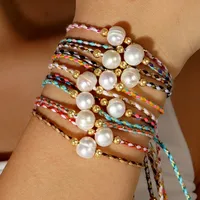 Casual Bohemian Geometric Imitation Pearl Rope Copper Knitting Unisex Bracelets main image 1