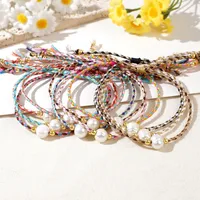 Casual Bohemian Geometric Imitation Pearl Rope Copper Knitting Unisex Bracelets main image 3