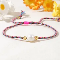 Casual Bohemian Geometric Imitation Pearl Rope Copper Knitting Unisex Bracelets main image 4